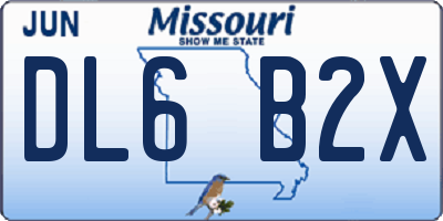 MO license plate DL6B2X