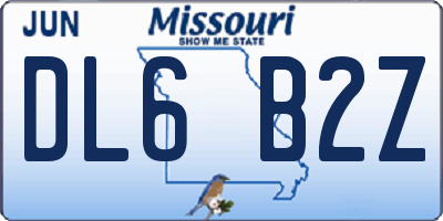MO license plate DL6B2Z