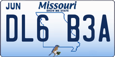 MO license plate DL6B3A