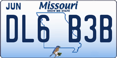 MO license plate DL6B3B