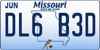 MO license plate DL6B3D