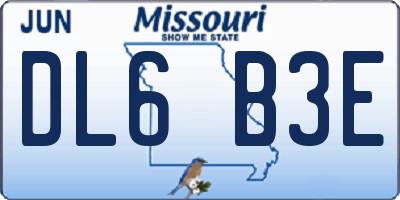 MO license plate DL6B3E