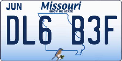 MO license plate DL6B3F