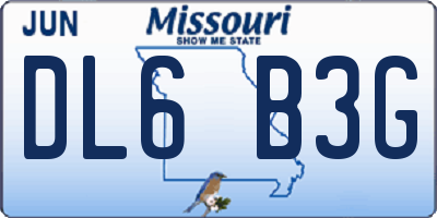 MO license plate DL6B3G