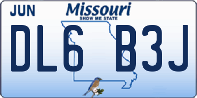 MO license plate DL6B3J