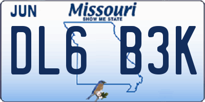 MO license plate DL6B3K