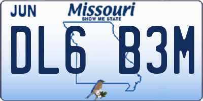 MO license plate DL6B3M