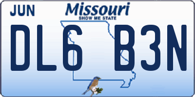 MO license plate DL6B3N