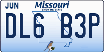 MO license plate DL6B3P