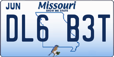 MO license plate DL6B3T