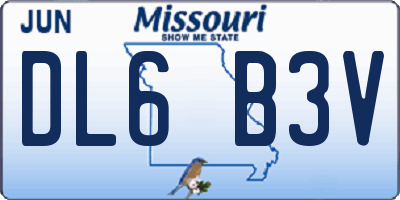 MO license plate DL6B3V