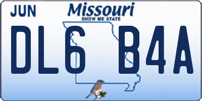 MO license plate DL6B4A