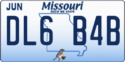 MO license plate DL6B4B