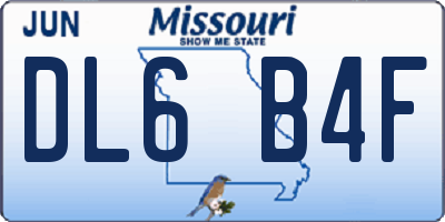 MO license plate DL6B4F