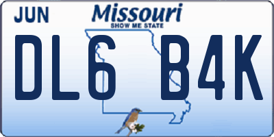 MO license plate DL6B4K