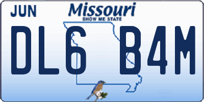 MO license plate DL6B4M