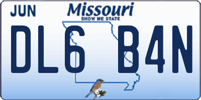 MO license plate DL6B4N