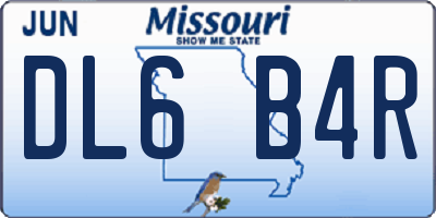 MO license plate DL6B4R