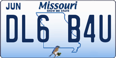 MO license plate DL6B4U