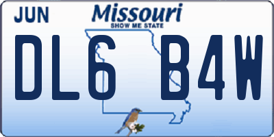 MO license plate DL6B4W