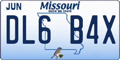 MO license plate DL6B4X