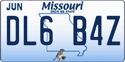 MO license plate DL6B4Z