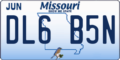 MO license plate DL6B5N