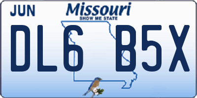 MO license plate DL6B5X