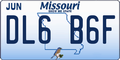 MO license plate DL6B6F
