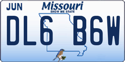 MO license plate DL6B6W