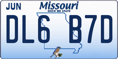MO license plate DL6B7D