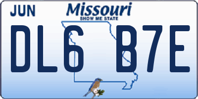 MO license plate DL6B7E