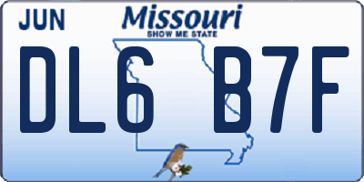 MO license plate DL6B7F