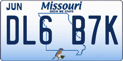 MO license plate DL6B7K