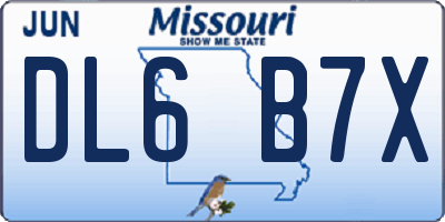 MO license plate DL6B7X