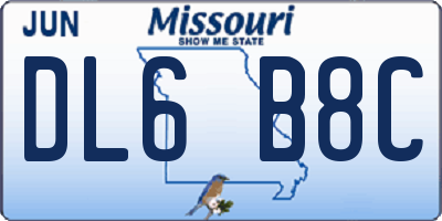MO license plate DL6B8C