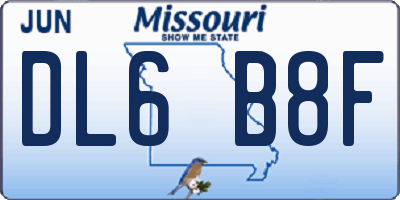 MO license plate DL6B8F