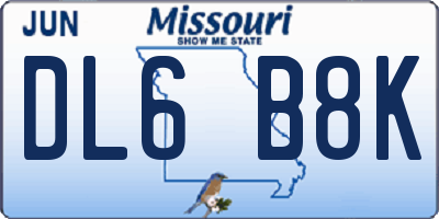 MO license plate DL6B8K