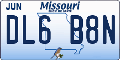 MO license plate DL6B8N