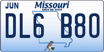MO license plate DL6B8O