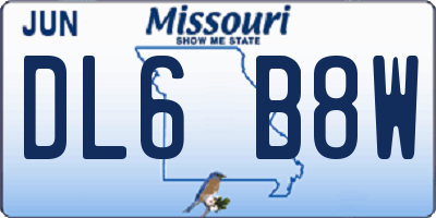 MO license plate DL6B8W