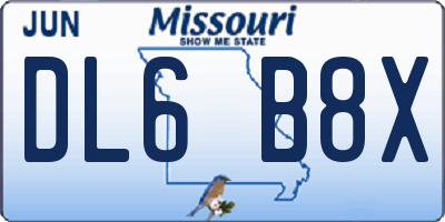 MO license plate DL6B8X