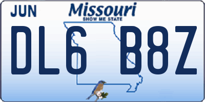 MO license plate DL6B8Z