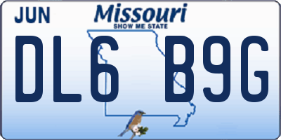 MO license plate DL6B9G