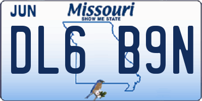 MO license plate DL6B9N