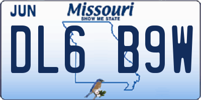 MO license plate DL6B9W