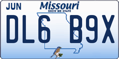 MO license plate DL6B9X