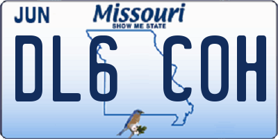 MO license plate DL6C0H