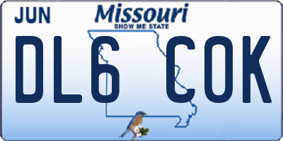 MO license plate DL6C0K