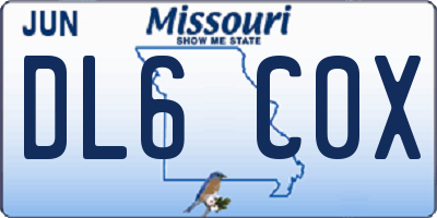 MO license plate DL6C0X